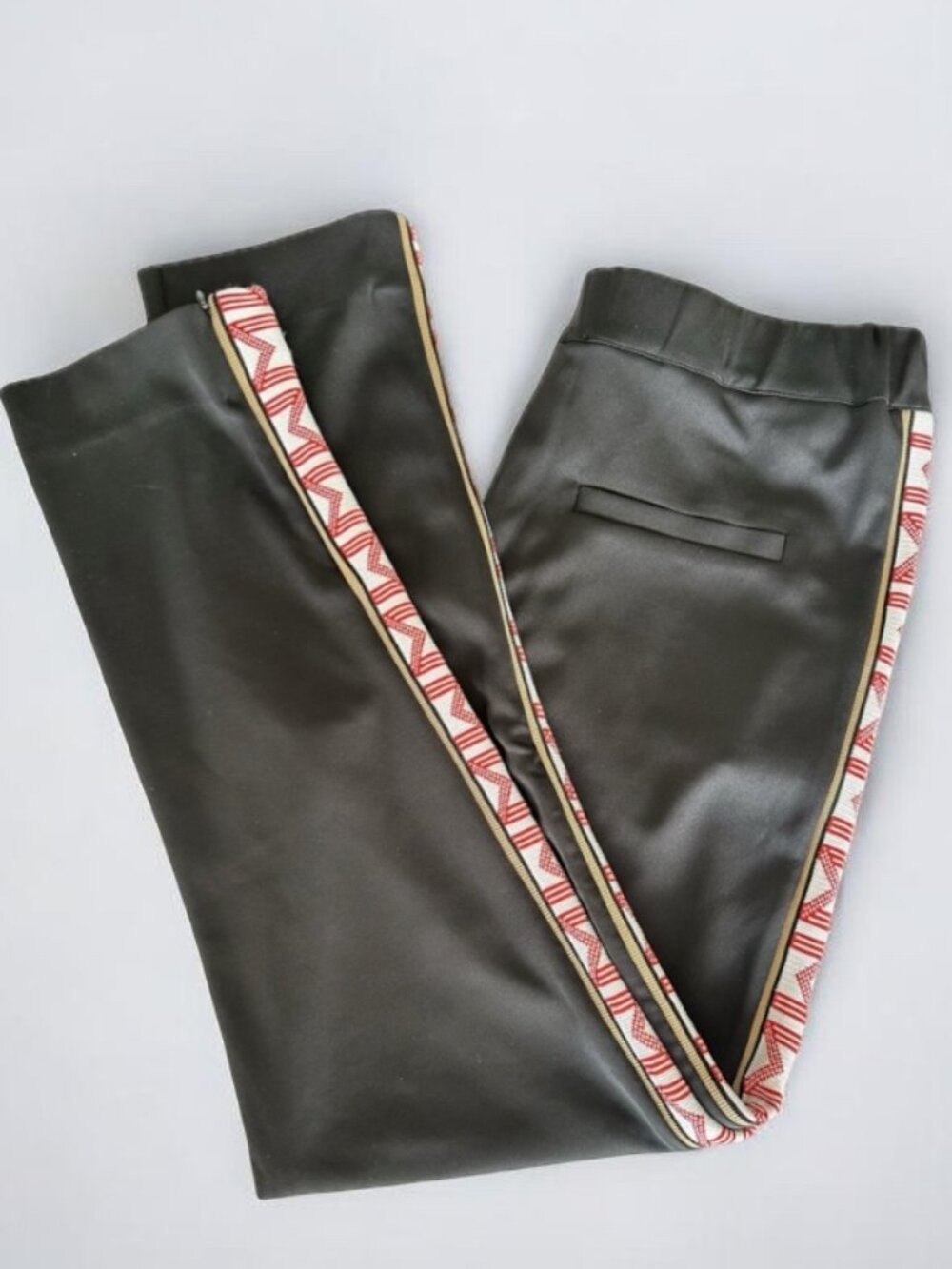 Maje Black Porto Sporty Track Pants - Red & White Jacquard M-Stripe - Size M